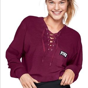 Lace up cropped long sleeve NWOT